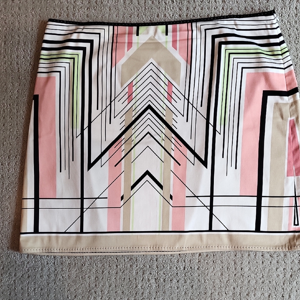 Elie Tahari Pink and Black Mini Pencil Skirt